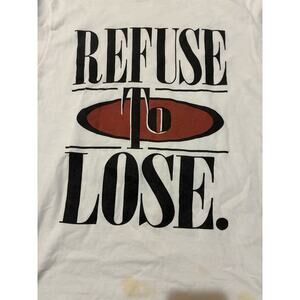Vintage Refuse To Lose Motivational T-Shirt White Medium USA
